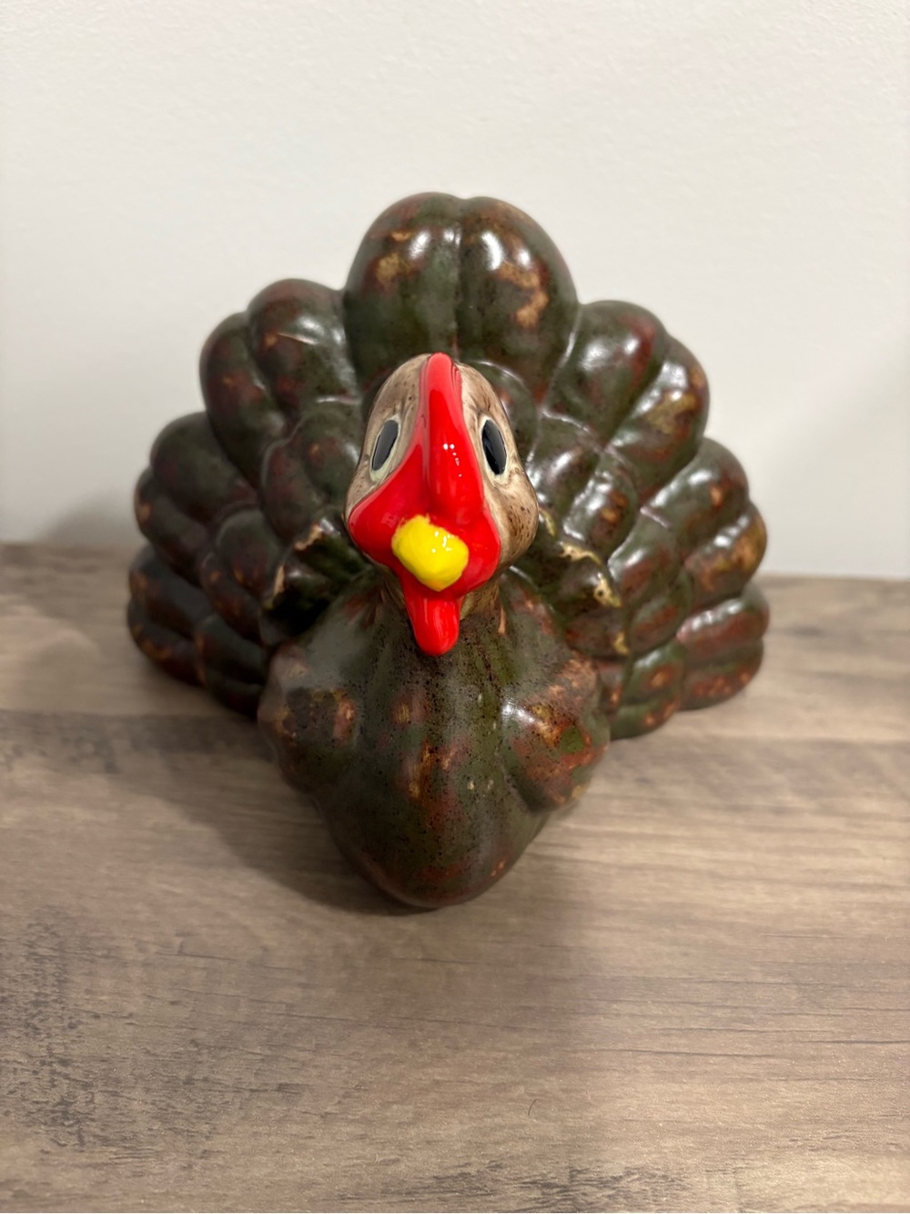 Vintage Ceramic Drip-Glazed Turkey Figurine - Thanksgiving